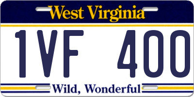 WV license plate 1VF400