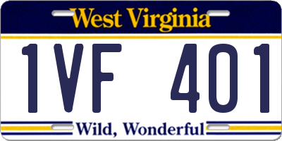 WV license plate 1VF401