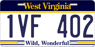 WV license plate 1VF402