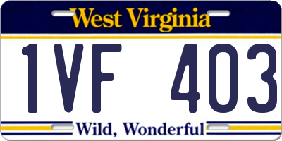 WV license plate 1VF403