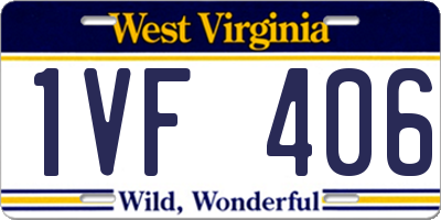 WV license plate 1VF406