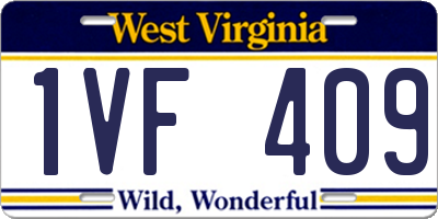 WV license plate 1VF409