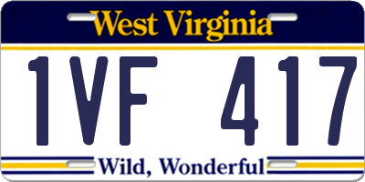 WV license plate 1VF417