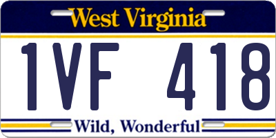 WV license plate 1VF418