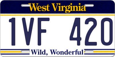 WV license plate 1VF420