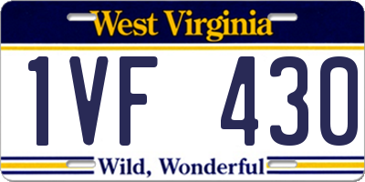 WV license plate 1VF430