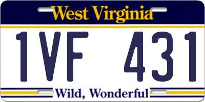 WV license plate 1VF431