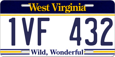 WV license plate 1VF432