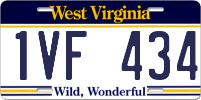 WV license plate 1VF434
