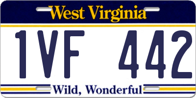 WV license plate 1VF442