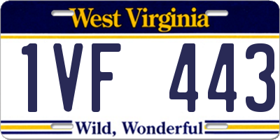 WV license plate 1VF443