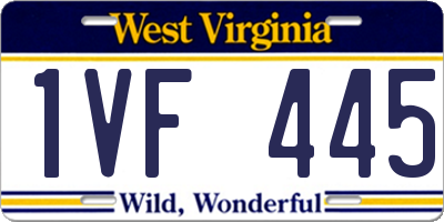WV license plate 1VF445