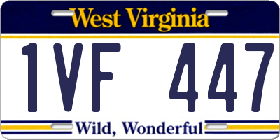 WV license plate 1VF447