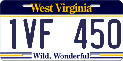 WV license plate 1VF450