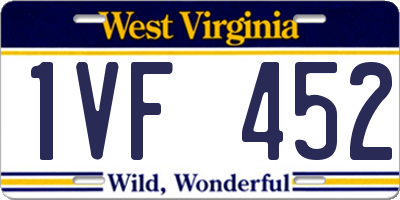WV license plate 1VF452