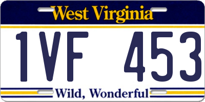 WV license plate 1VF453