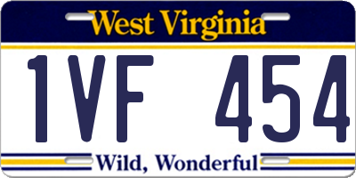 WV license plate 1VF454