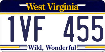 WV license plate 1VF455