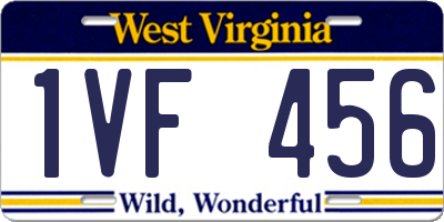WV license plate 1VF456