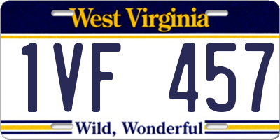 WV license plate 1VF457
