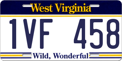 WV license plate 1VF458