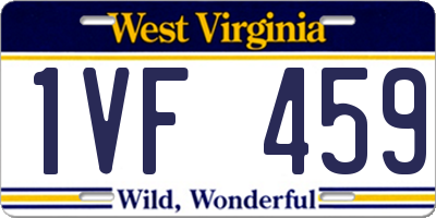 WV license plate 1VF459