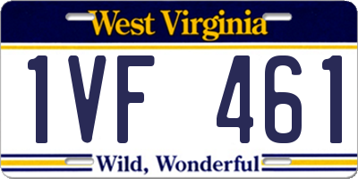 WV license plate 1VF461