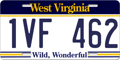 WV license plate 1VF462