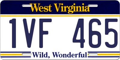 WV license plate 1VF465