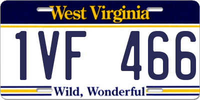 WV license plate 1VF466