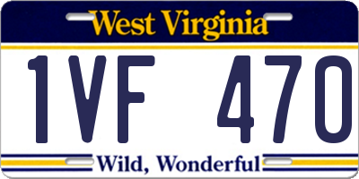 WV license plate 1VF470