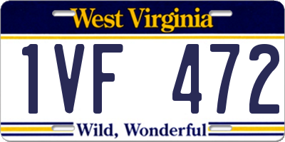 WV license plate 1VF472