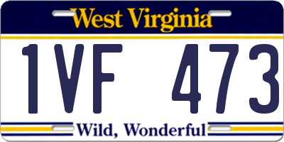 WV license plate 1VF473