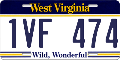 WV license plate 1VF474