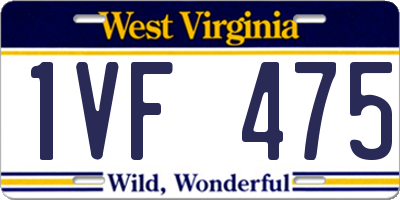 WV license plate 1VF475