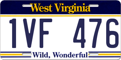 WV license plate 1VF476