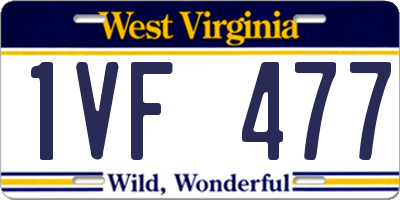 WV license plate 1VF477