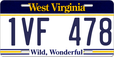 WV license plate 1VF478