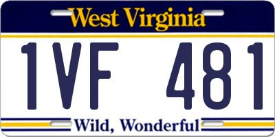 WV license plate 1VF481