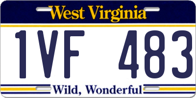 WV license plate 1VF483