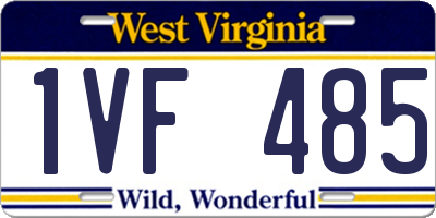 WV license plate 1VF485