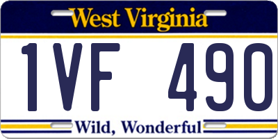 WV license plate 1VF490