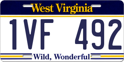 WV license plate 1VF492