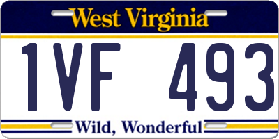WV license plate 1VF493