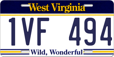 WV license plate 1VF494