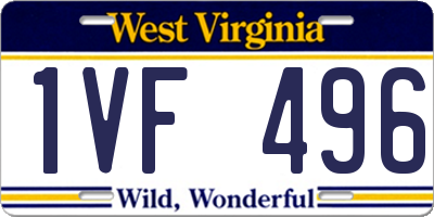WV license plate 1VF496