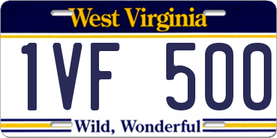 WV license plate 1VF500