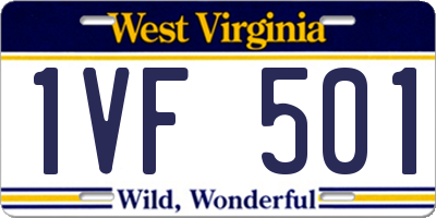 WV license plate 1VF501