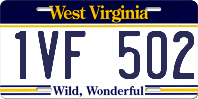 WV license plate 1VF502