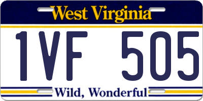 WV license plate 1VF505